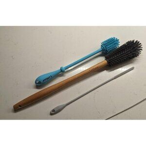 New Water Bottle Cleaner Brush Set (Silicone Bottle Brush & Wooden Handle
